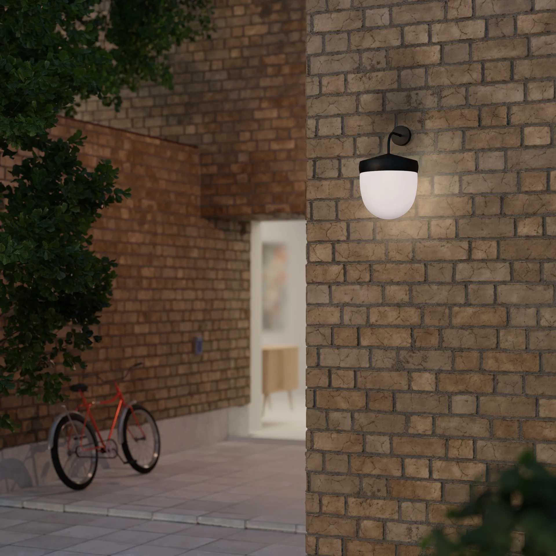 Pan væglampe frostet 30 cm, Sort Noon