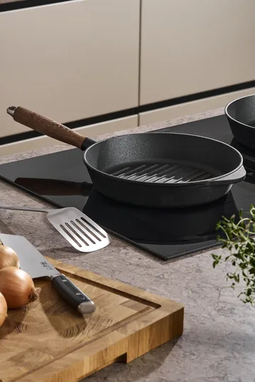Nordwik grillpande støbejern med træhåndtag - 28 cm - Nordwik