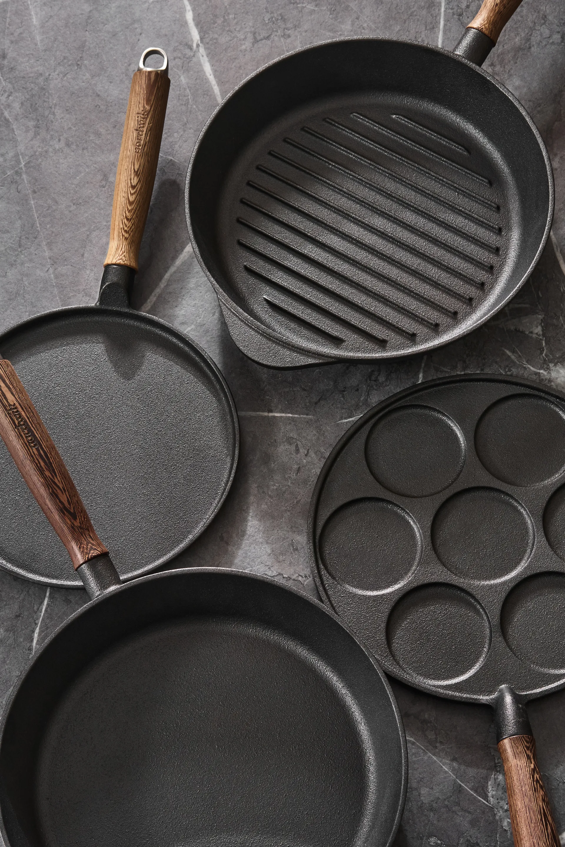 Nordwik grillpande støbejern med træhåndtag, 28 cm Nordwik