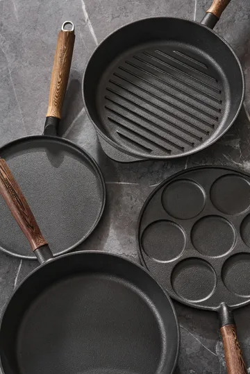 Nordwik grillpande støbejern med træhåndtag - 28 cm - Nordwik