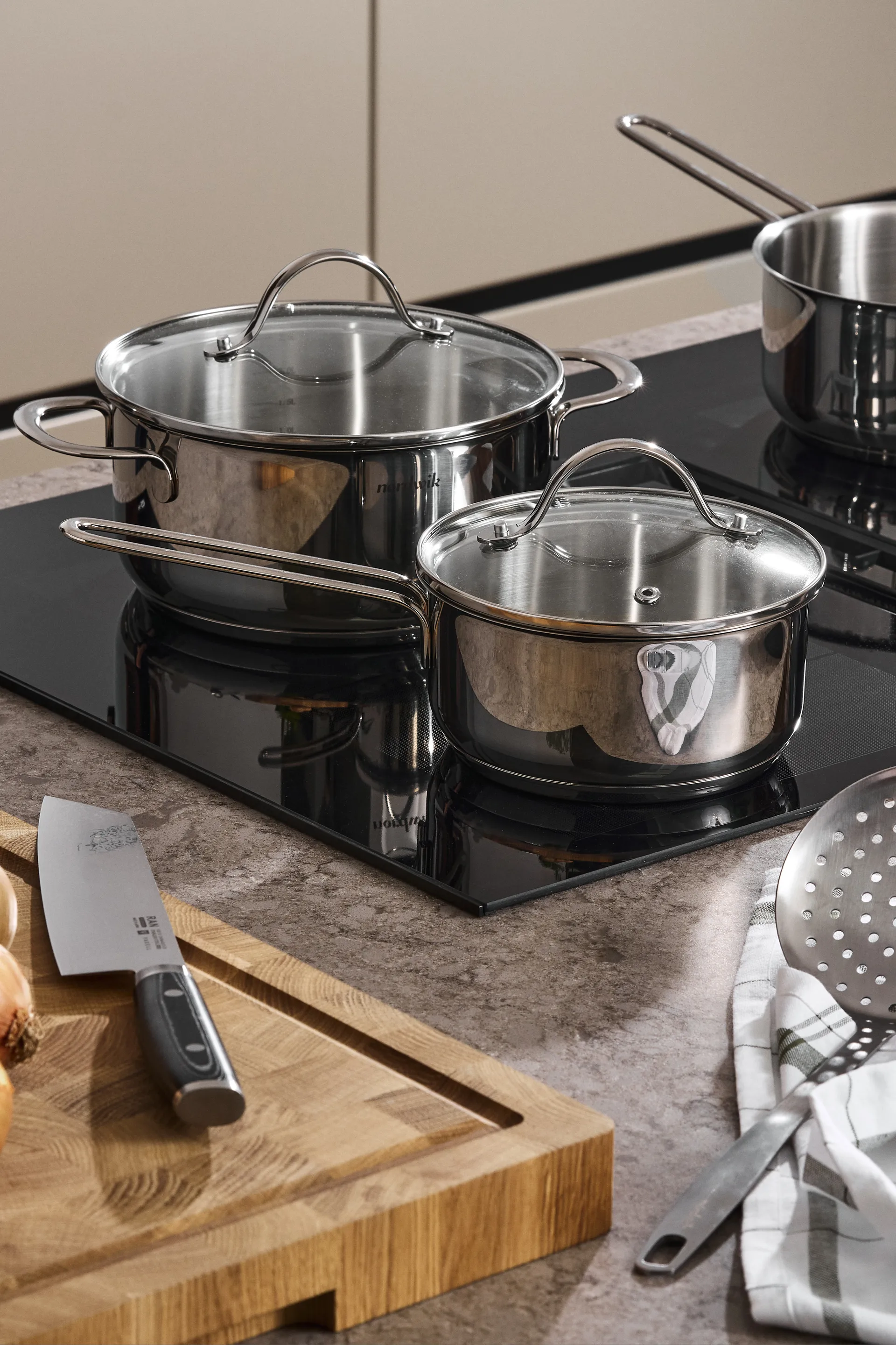 Nordwik gryde med glaslåg 1,3 liter, Rustfrit stål Nordwik