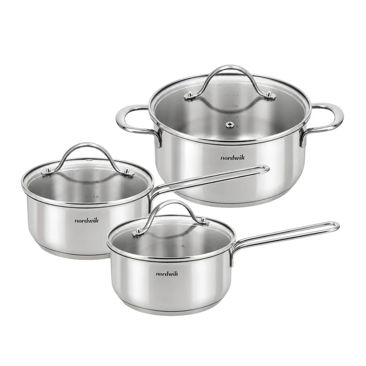 Nordwik grydesæt med glaslåg - 3 dele - Nordwik