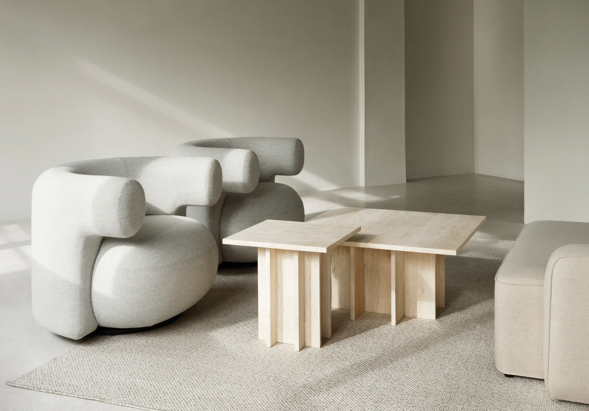 Edge sofabord lille, Travertine Normann Copenhagen
