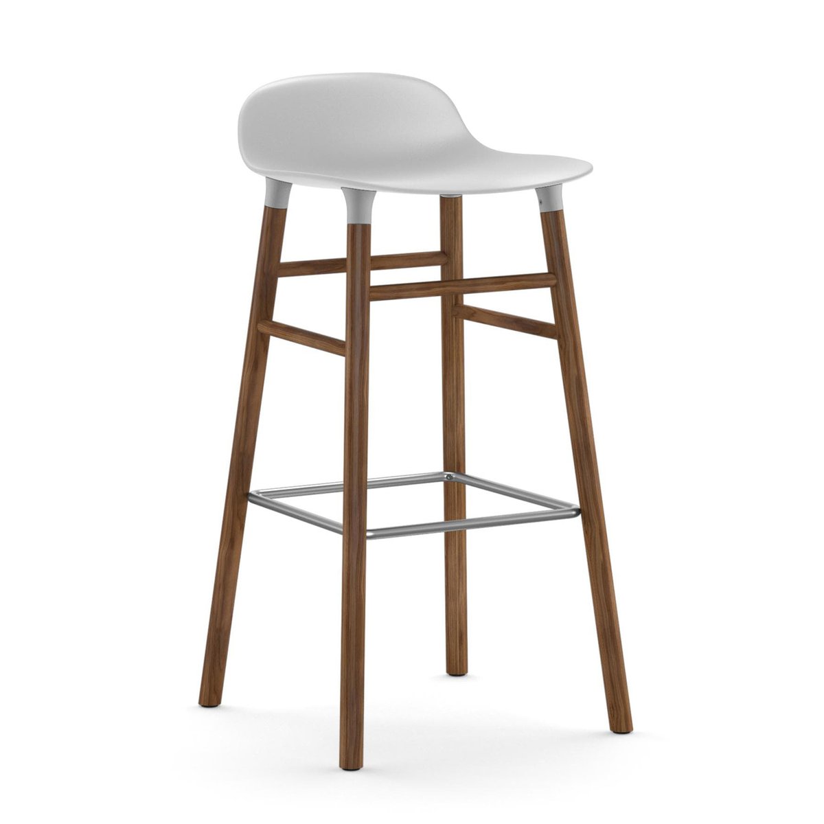 Normann Copenhagen Form barstol valnøddeben 75 cm hvid