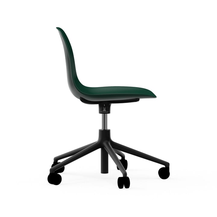 Form chair drejestol, 5W kontorstol, grøn, sort aluminium, hjul Normann Copenhagen