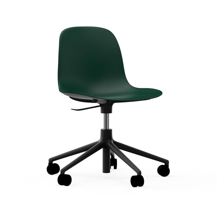 Form chair drejestol, 5W kontorstol - grøn, sort aluminium, hjul - Normann Copenhagen