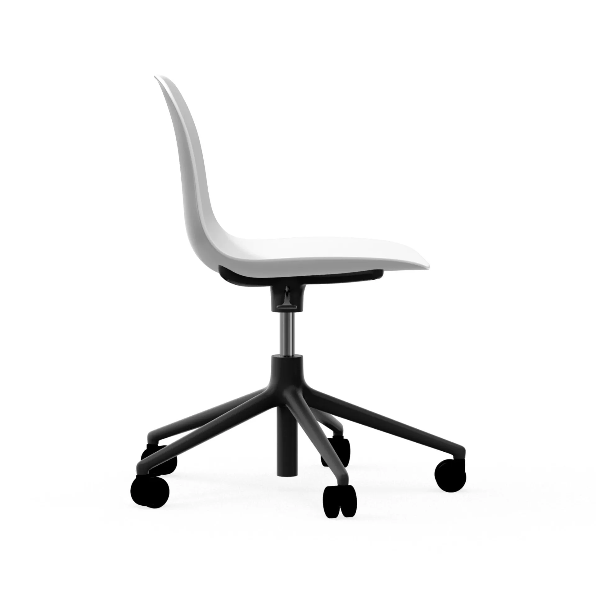 Form chair drejestol, 5W kontorstol, hvid, sort aluminium, hjul Normann Copenhagen
