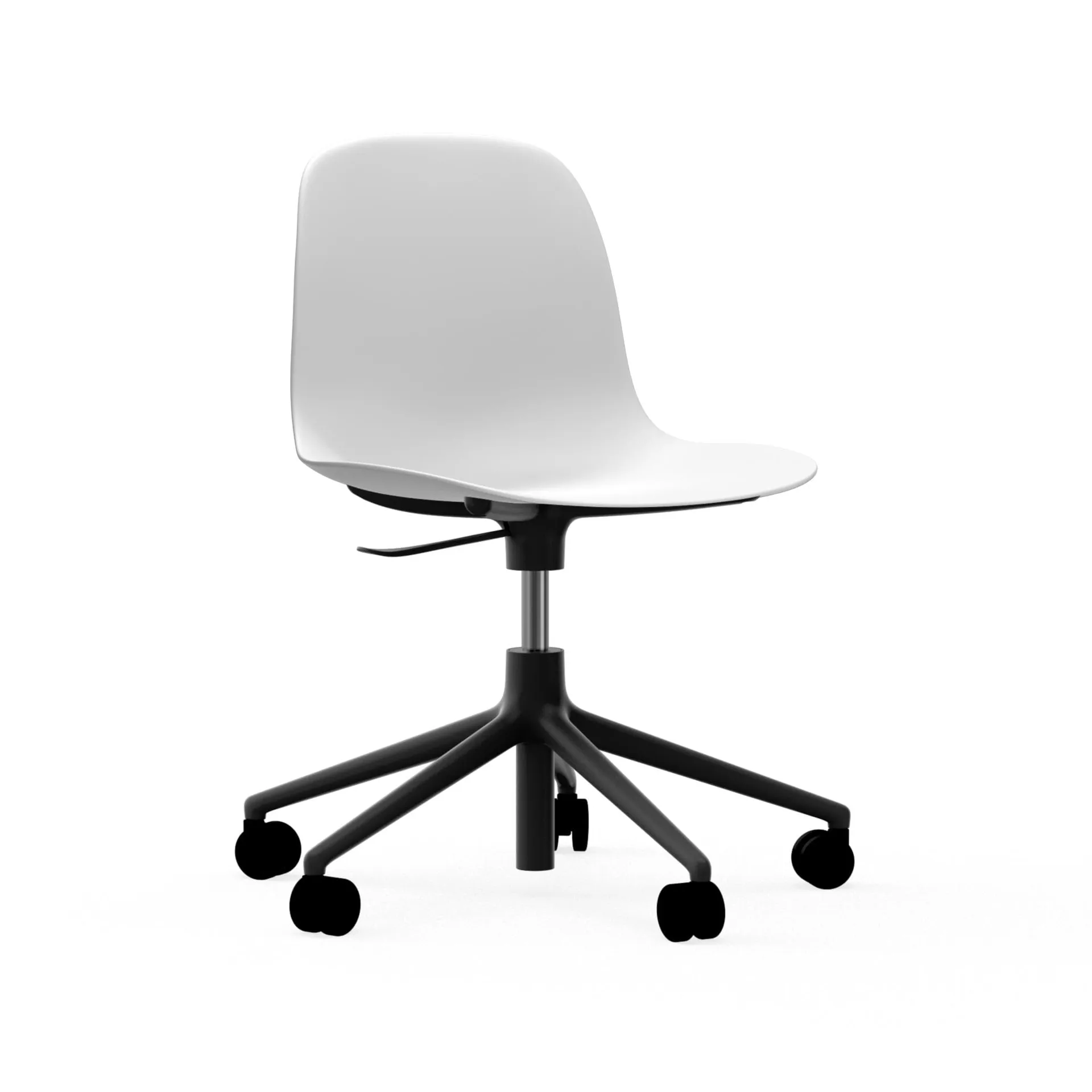 Form chair drejestol, 5W kontorstol, hvid, sort aluminium, hjul Normann Copenhagen
