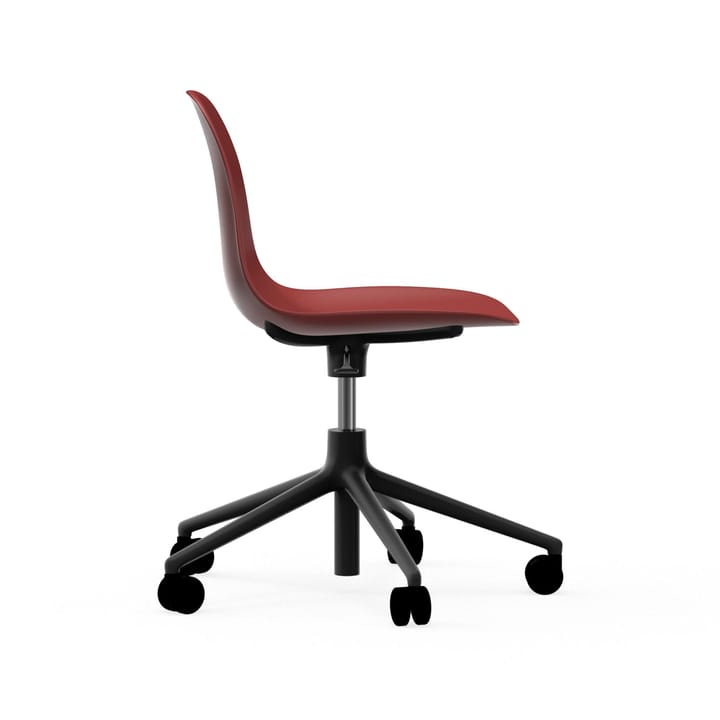 Form chair drejestol, 5W kontorstol, rød, sort aluminium, hjul Normann Copenhagen