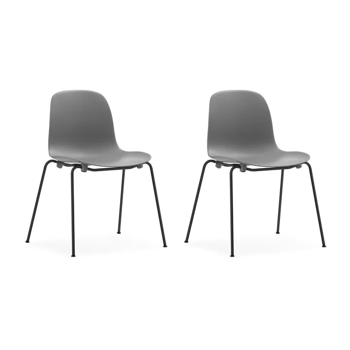 Form Chair stabelbar stol sorte ben 2-pak, grå - Normann Copenhagen