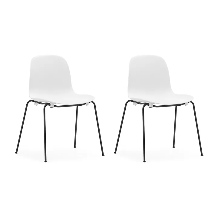 Form Chair stabelbar stol sorte ben 2-pak, hvid - Normann Copenhagen