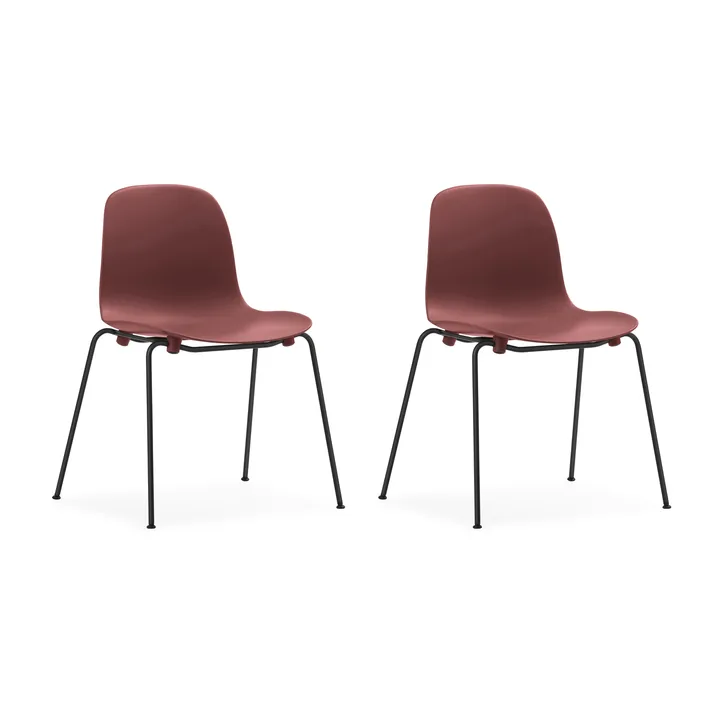 Form Chair stabelbar stol sorte ben 2-pak, rød - Normann Copenhagen