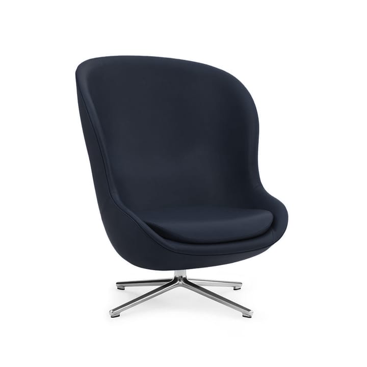 Hyg lænestol - læder Ultra 41573 navy, drejefod i aluminium - Normann Copenhagen