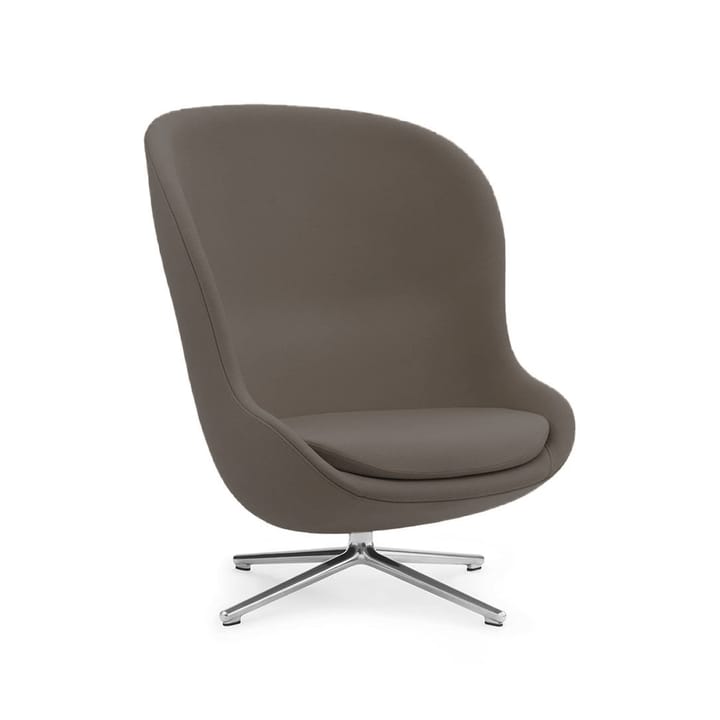 Hyg lænestol, læder Ultra 41585 grå, drejefod i aluminium Normann Copenhagen