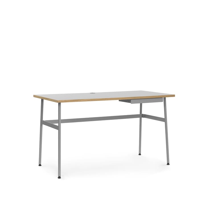 Journal skrivebord - grå, laminat, grå stålben og skuffe - Normann Copenhagen