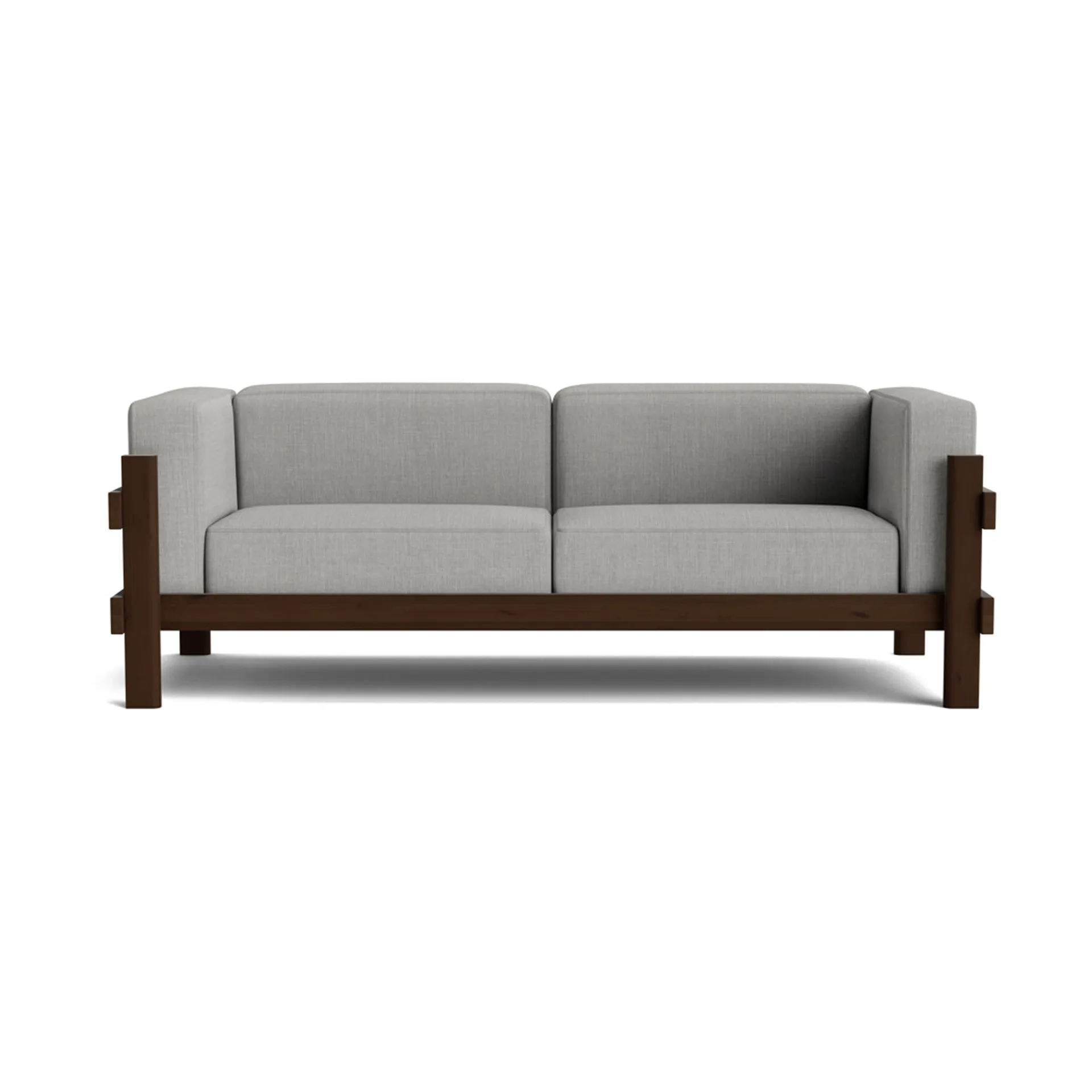 Kube sofa, Brunlakeret fyrretræ-stof Remix 143 Grey, 220 cm Normann Copenhagen