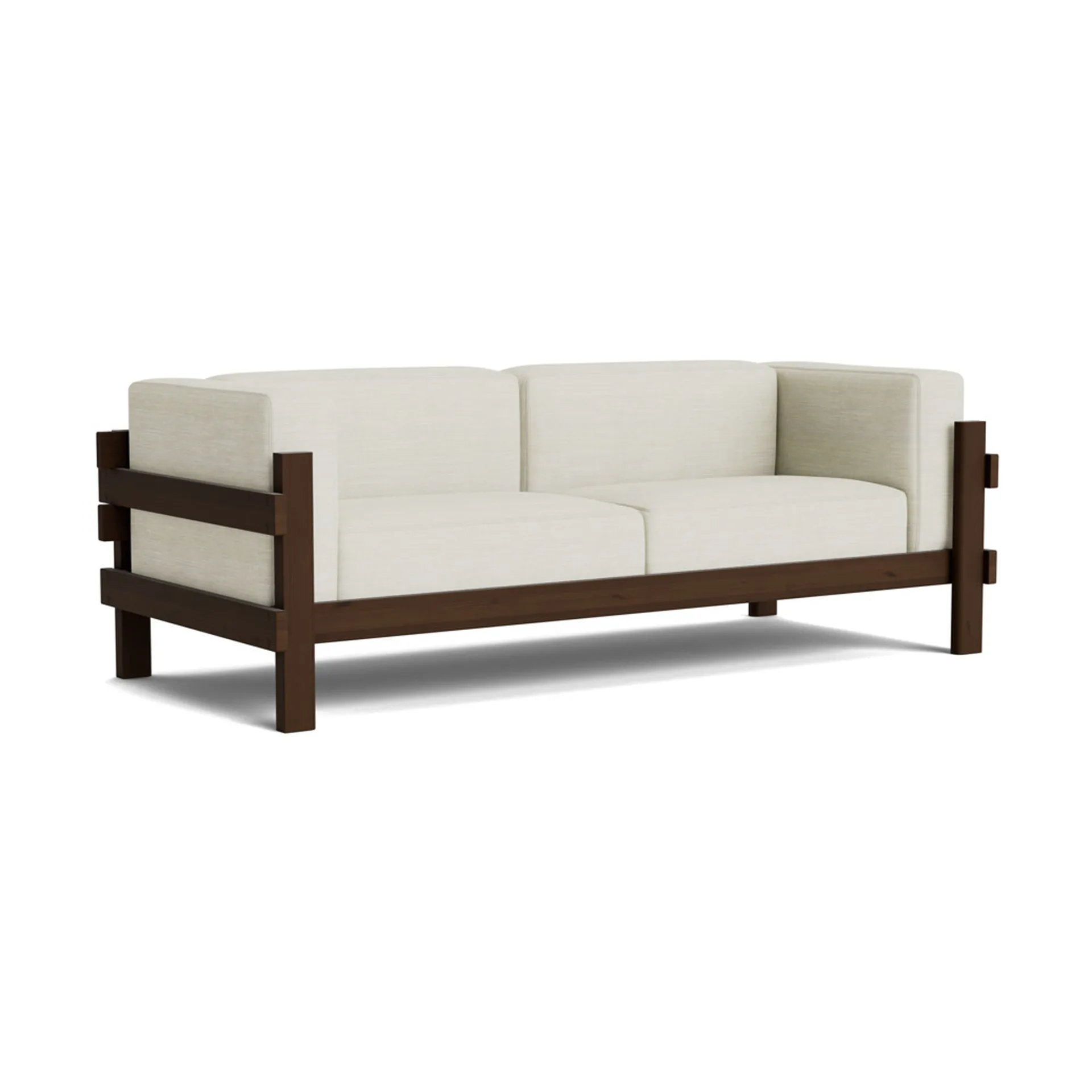 Kube sofa, Brunlakeret fyrretræ-stof Remix 223 Beige, 220 cm Normann Copenhagen