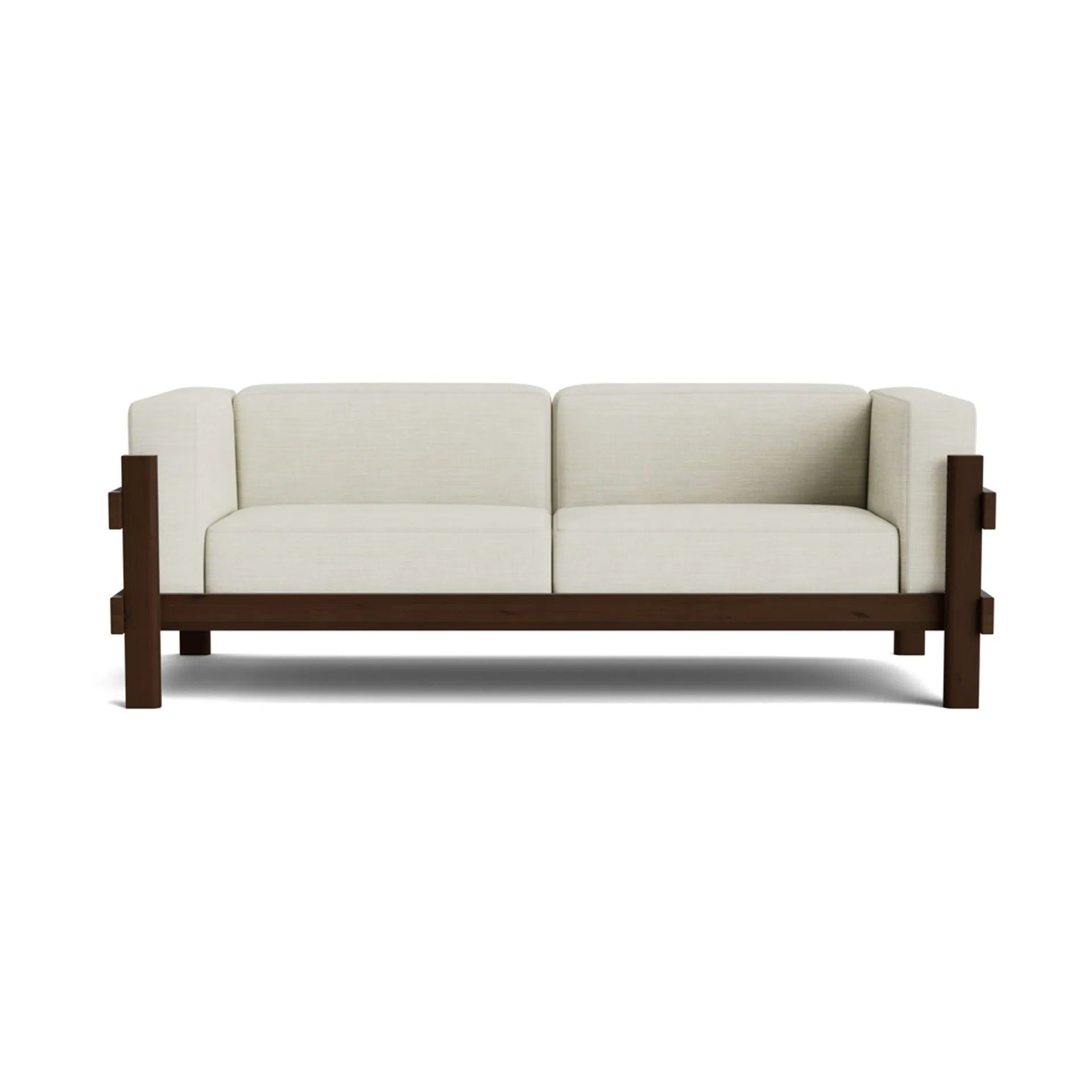 Kube sofa, Brunlakeret fyrretræ-stof Remix 223 Beige, 220 cm Normann Copenhagen
