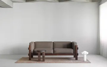 Kube sofa - Brunlakeret fyrretræ-stof Remix 223 Beige, 220 cm - Normann Copenhagen