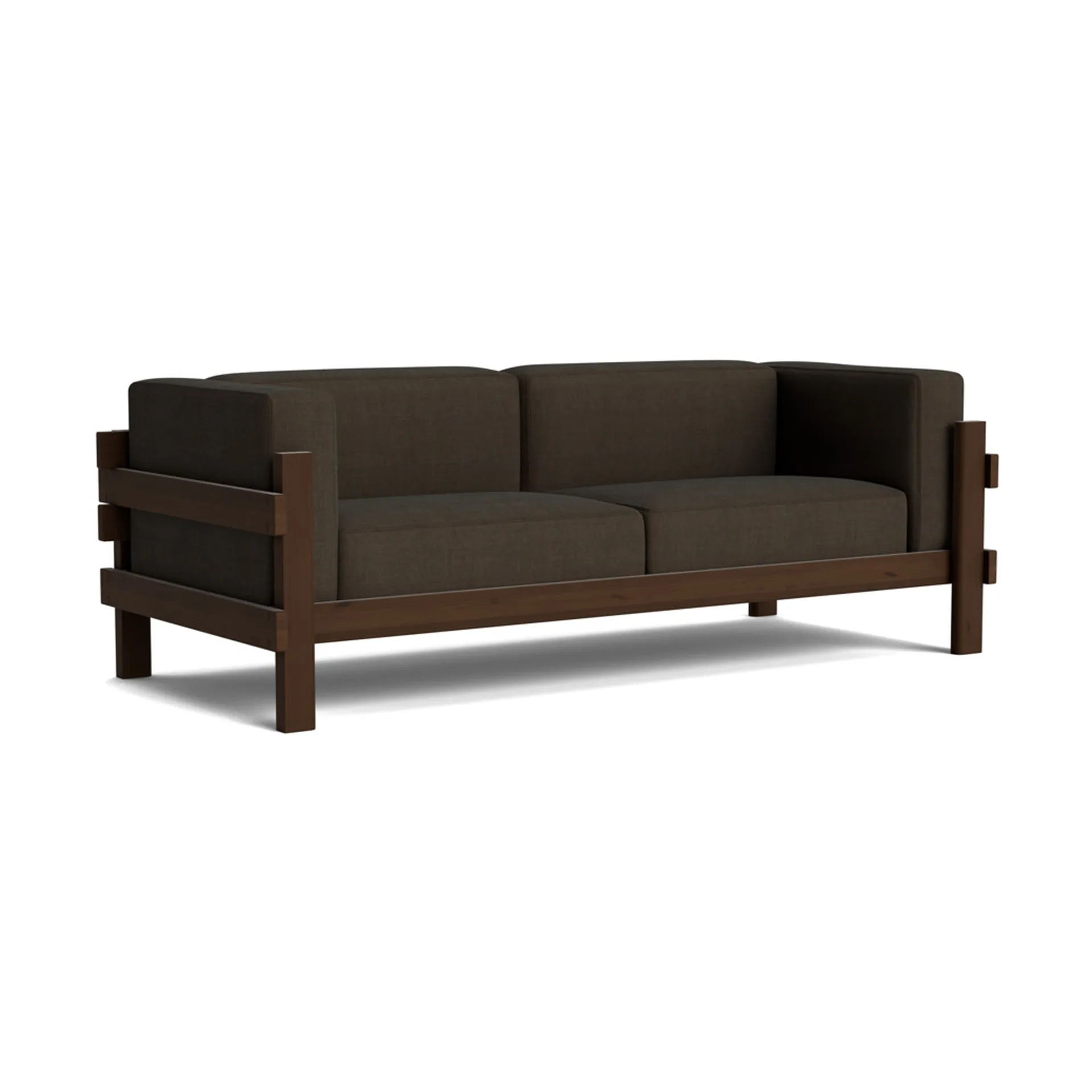 Kube sofa, Brunlakeret fyrretræ-stof Remix 356 Brown, 220 cm Normann Copenhagen