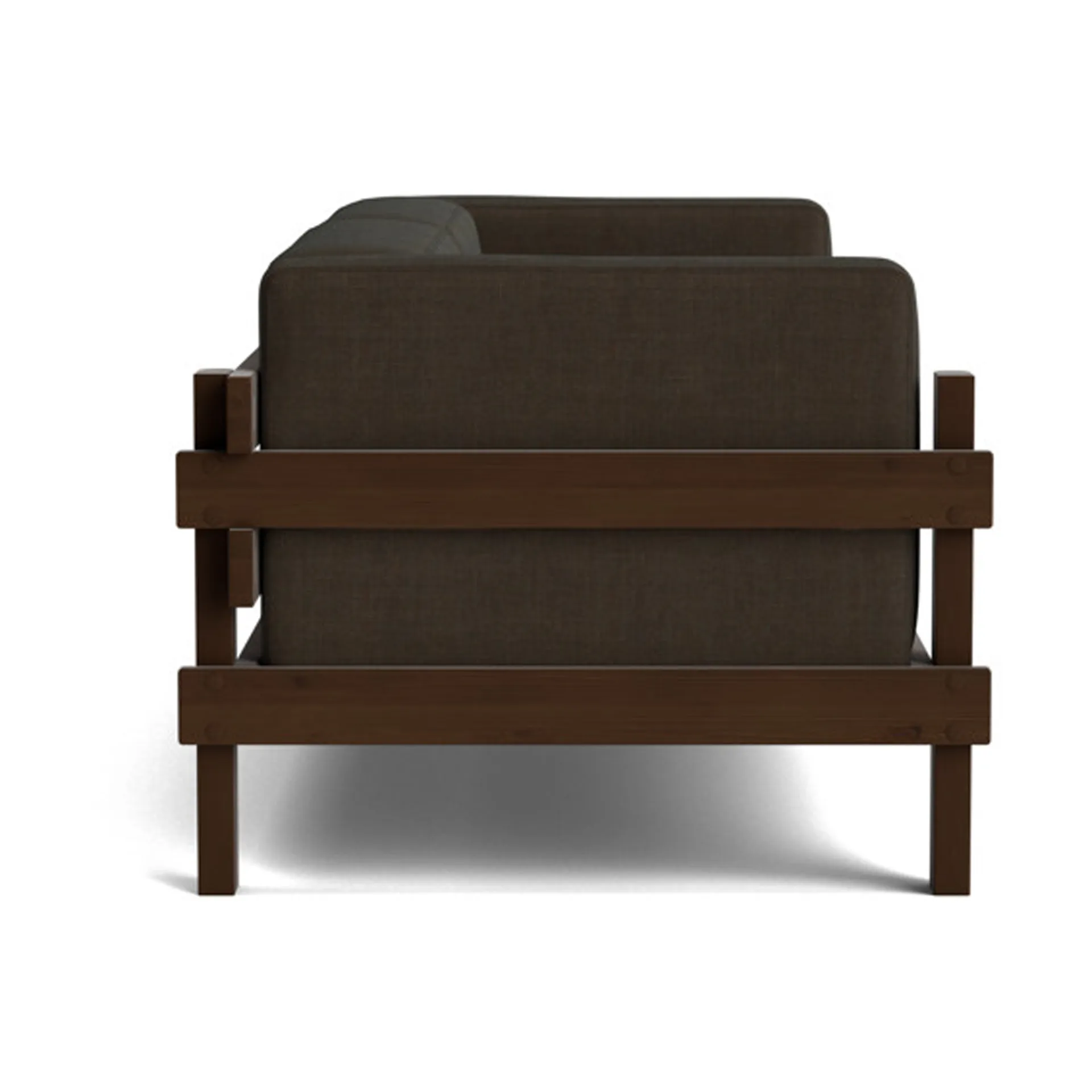 Kube sofa, Brunlakeret fyrretræ-stof Remix 356 Brown, 220 cm Normann Copenhagen