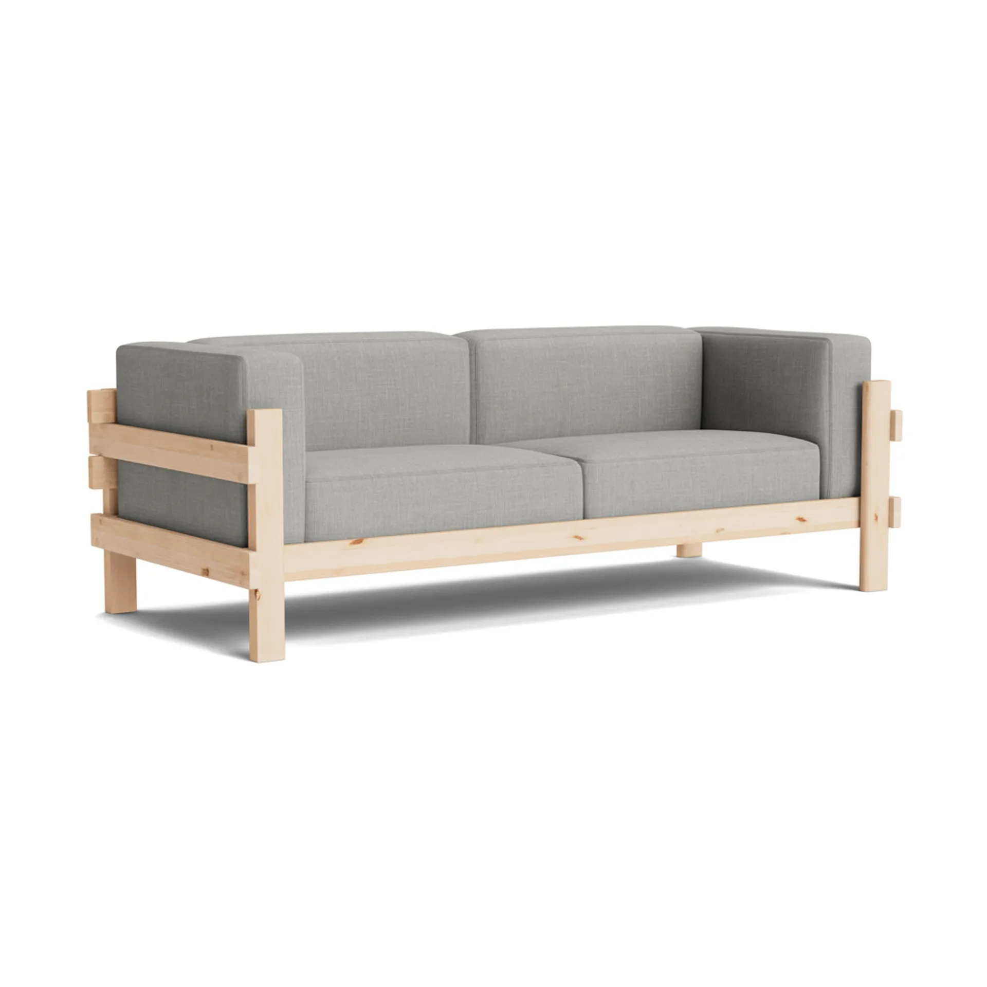 Kube sofa, Lakeret fyrretræ-stof Remix 143 Grey, 220 cm Normann Copenhagen
