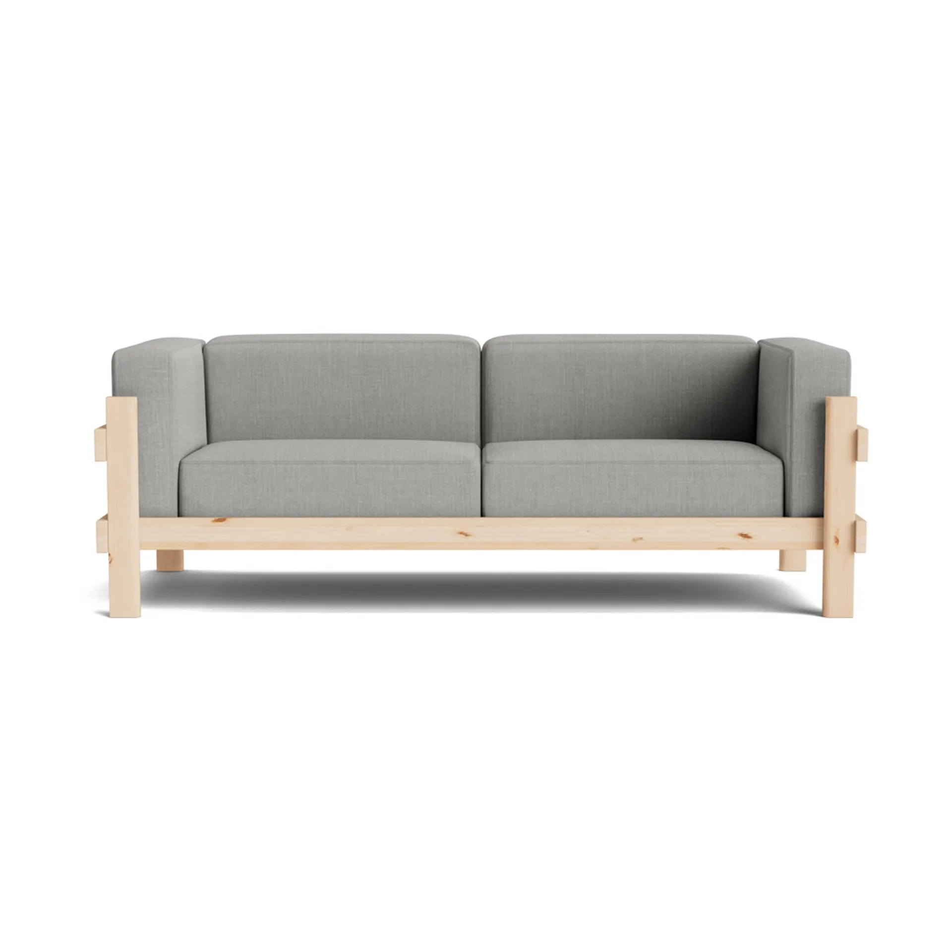 Kube sofa, Lakeret fyrretræ-stof Remix 143 Grey, 220 cm Normann Copenhagen