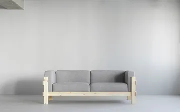 Kube sofa - Lakeret fyrretræ-stof Remix 143 Grey, 220 cm - Normann Copenhagen