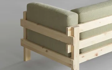 Kube sofa - Lakeret fyrretræ-stof Remix 143 Grey, 220 cm - Normann Copenhagen