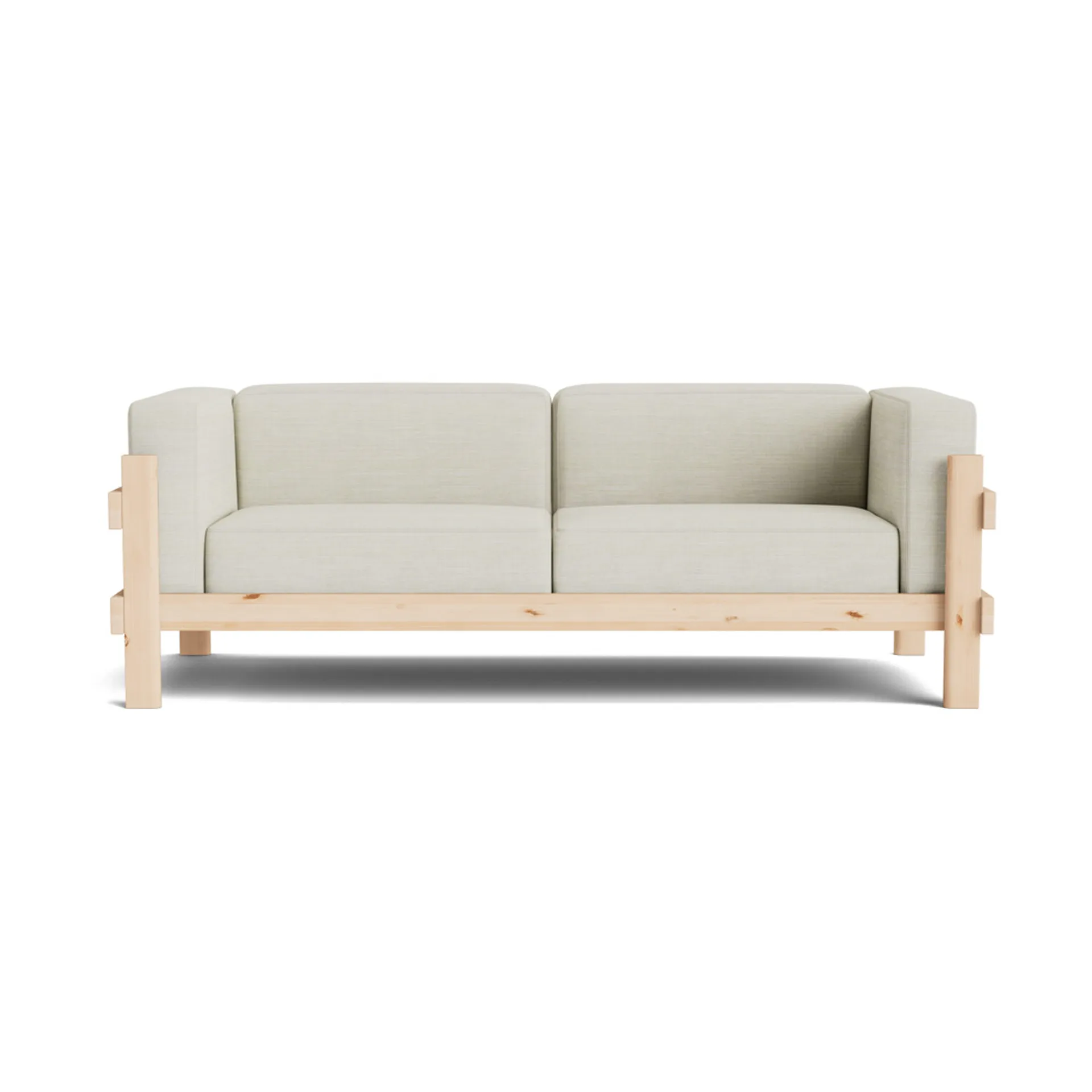 Kube sofa, Lakeret fyrretræ-stof Remix 223 Beige, 220 cm Normann Copenhagen