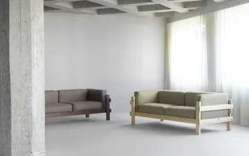 Kube sofa - Lakeret fyrretræ-stof Remix 223 Beige, 220 cm - Normann Copenhagen