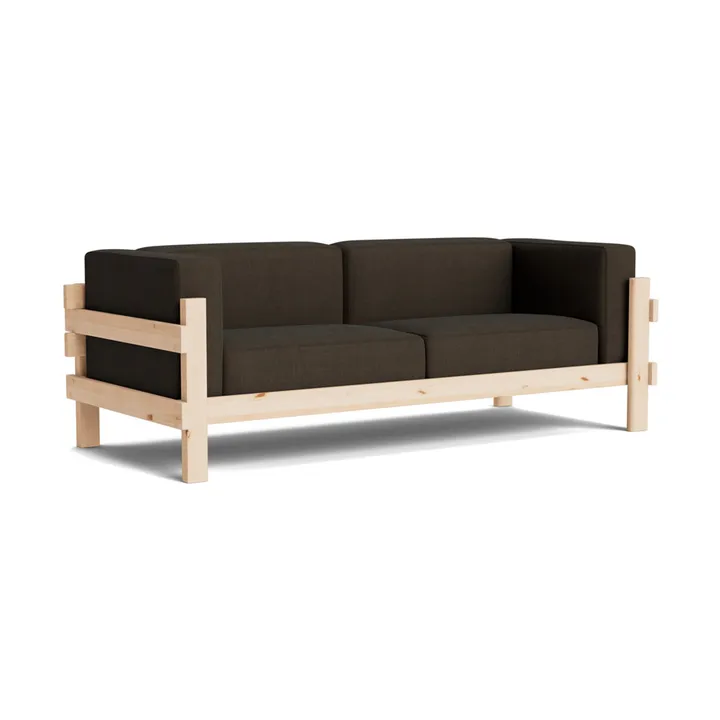 Kube sofa - Lakeret fyrretræ-stof Remix 356 Brown, 220 cm - Normann Copenhagen
