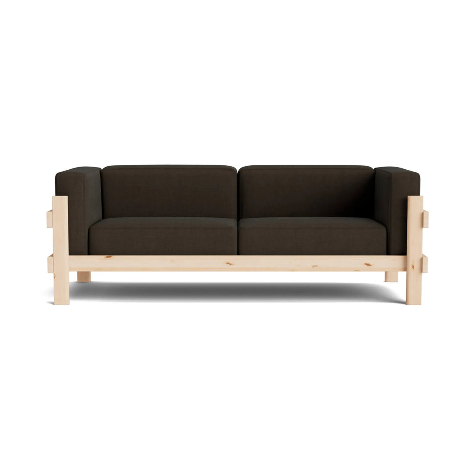Kube sofa, Lakeret fyrretræ-stof Remix 356 Brown, 220 cm Normann Copenhagen