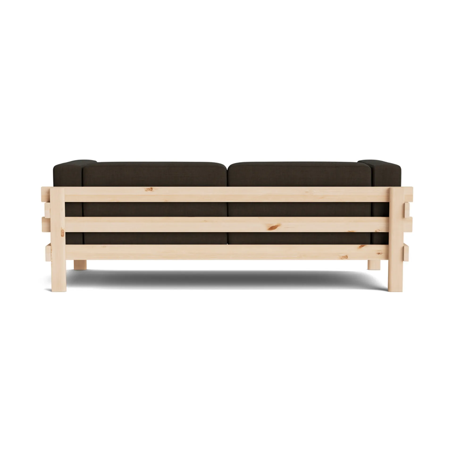 Kube sofa, Lakeret fyrretræ-stof Remix 356 Brown, 220 cm Normann Copenhagen