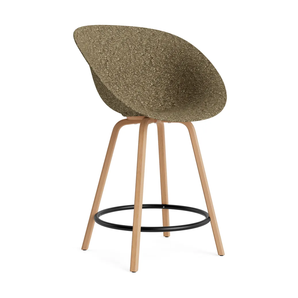 Mat Bar Armchair armstol 65 cm, Seaweed-beech-black steel Normann Copenhagen