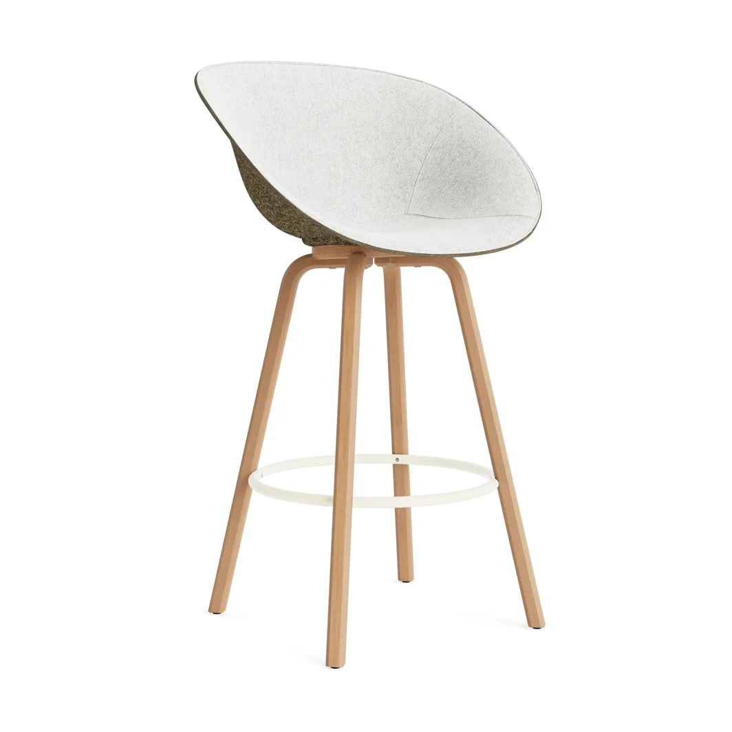 Mat Bar Armchair armstol frontpolstret 75 cm, Hallingdal 110-seaweed-beech-cream steel Normann Copenhagen