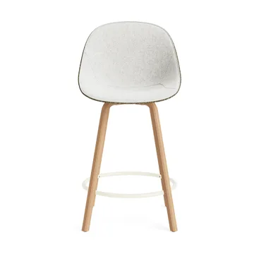 Mat Bar Chair barstol frontpolstret 65 cm - Hallingdal 110-seaweed-beech-cream steel - Normann Copenhagen