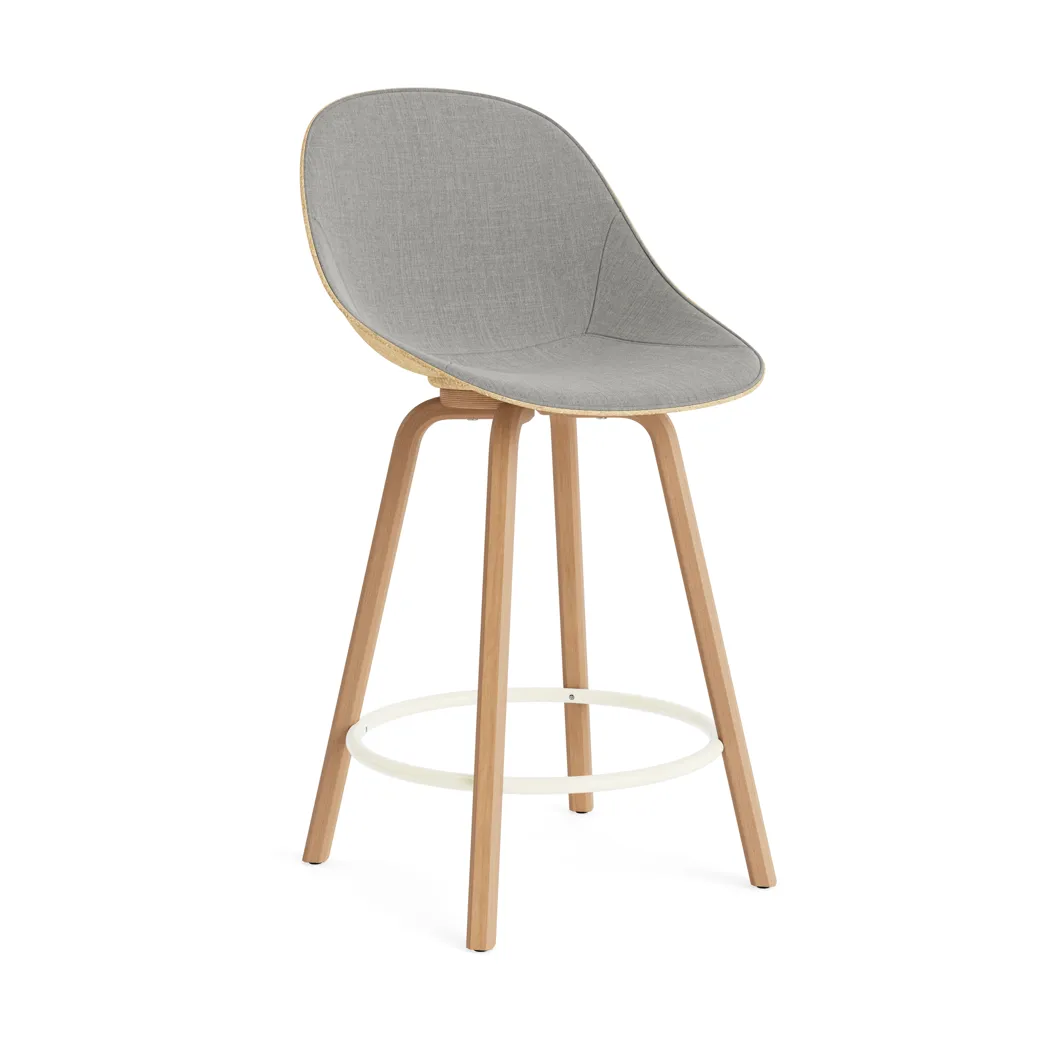 Mat Bar Chair barstol frontpolstret 65 cm, Remix 133-hemp-beech-cream steel Normann Copenhagen