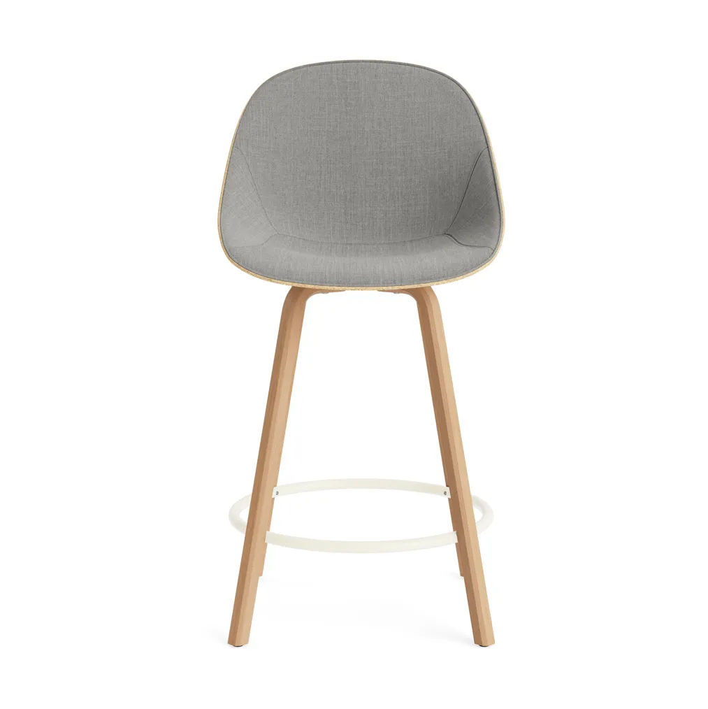Mat Bar Chair barstol frontpolstret 65 cm, Remix 133-hemp-beech-cream steel Normann Copenhagen