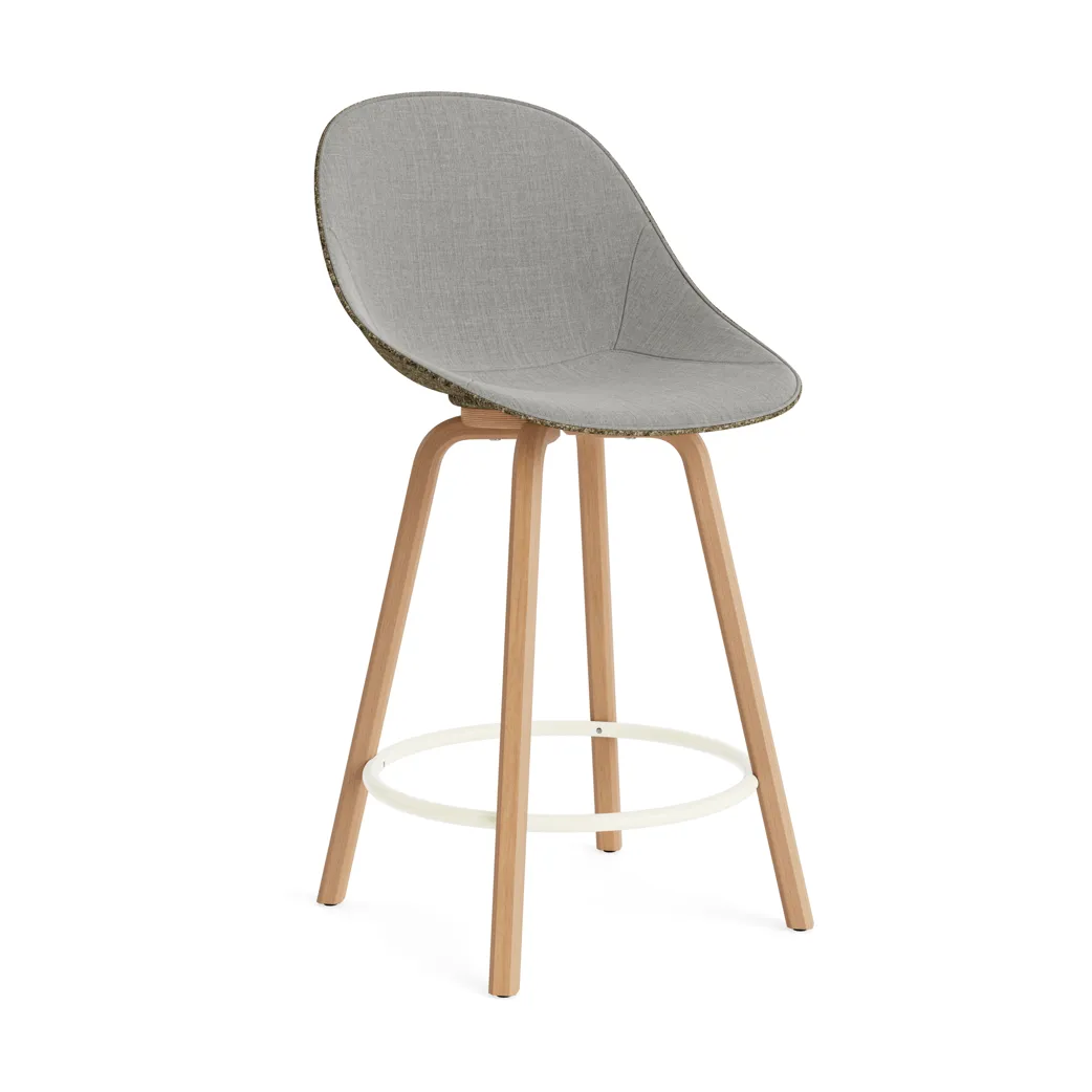 Mat Bar Chair barstol frontpolstret 65 cm, Remix 133-seaweed-beech-cream steel Normann Copenhagen