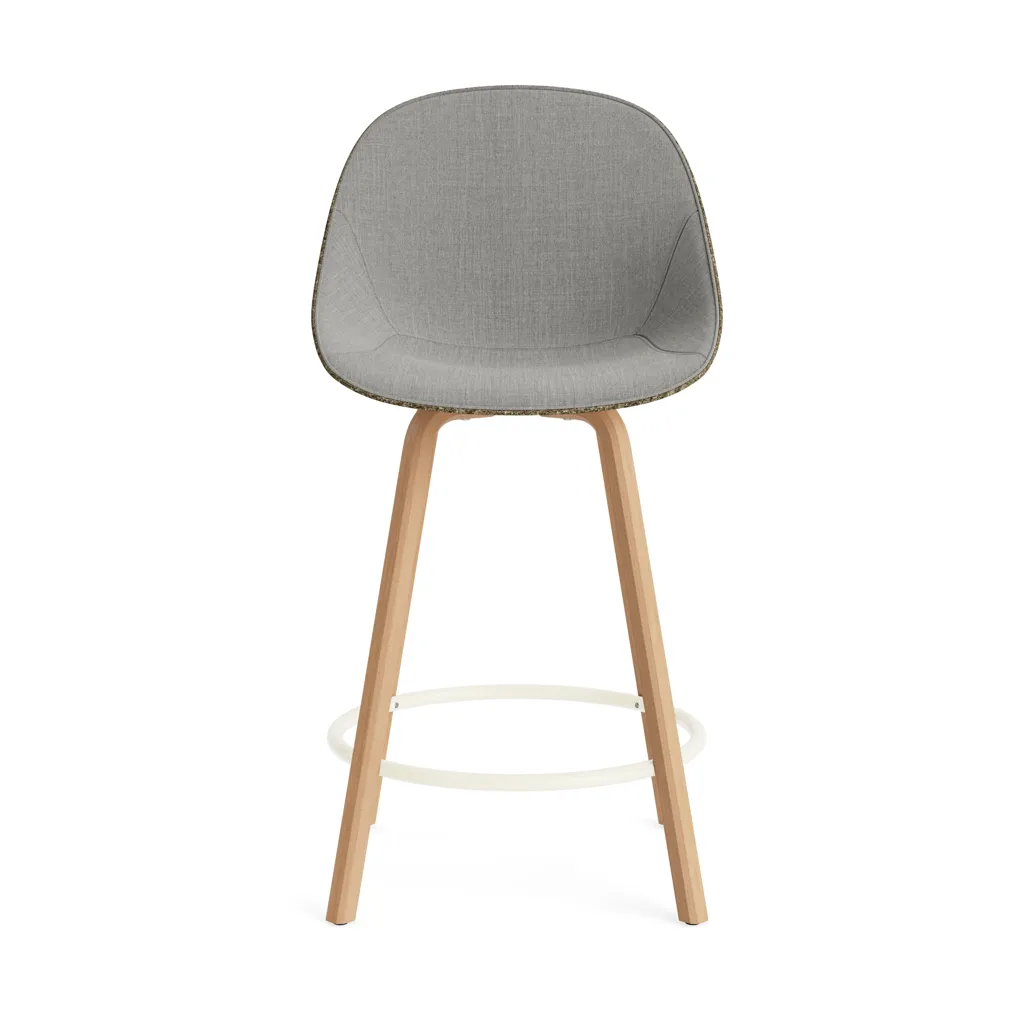 Mat Bar Chair barstol frontpolstret 65 cm, Remix 133-seaweed-beech-cream steel Normann Copenhagen