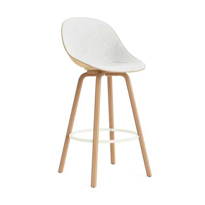 Mat Bar Chair barstol frontpolstret 75 cm - Hallingdal 110-hemp-beech-cream steel - Normann Copenhagen
