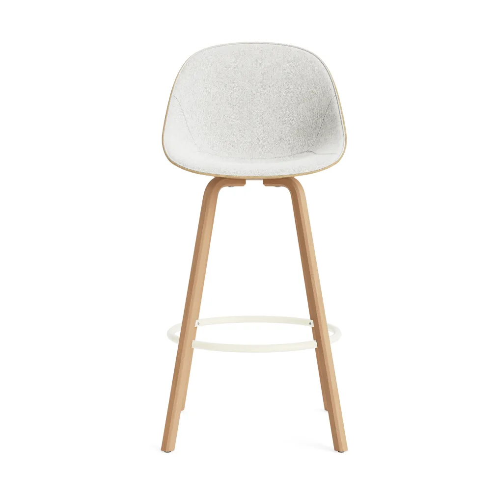Mat Bar Chair barstol frontpolstret 75 cm, Hallingdal 110-hemp-beech-cream steel Normann Copenhagen