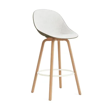 Mat Bar Chair barstol frontpolstret 75 cm - Hallingdal 110-seaweed-beech-cream steel - Normann Copenhagen