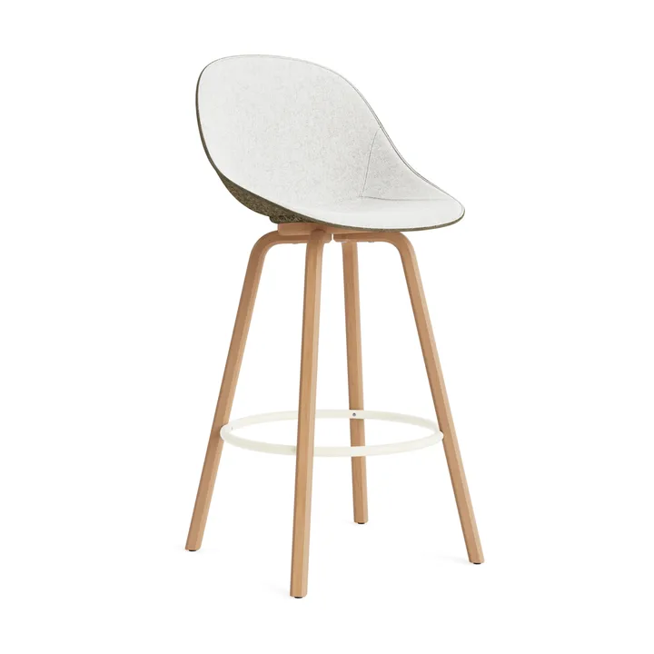 Mat Bar Chair barstol frontpolstret 75 cm - Hallingdal 110-seaweed-beech-cream steel - Normann Copenhagen