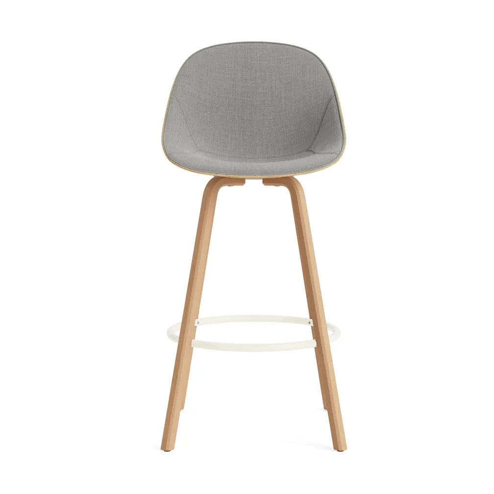 Mat Bar Chair barstol frontpolstret 75 cm, Remix 133-hemp-beech-cream steel Normann Copenhagen