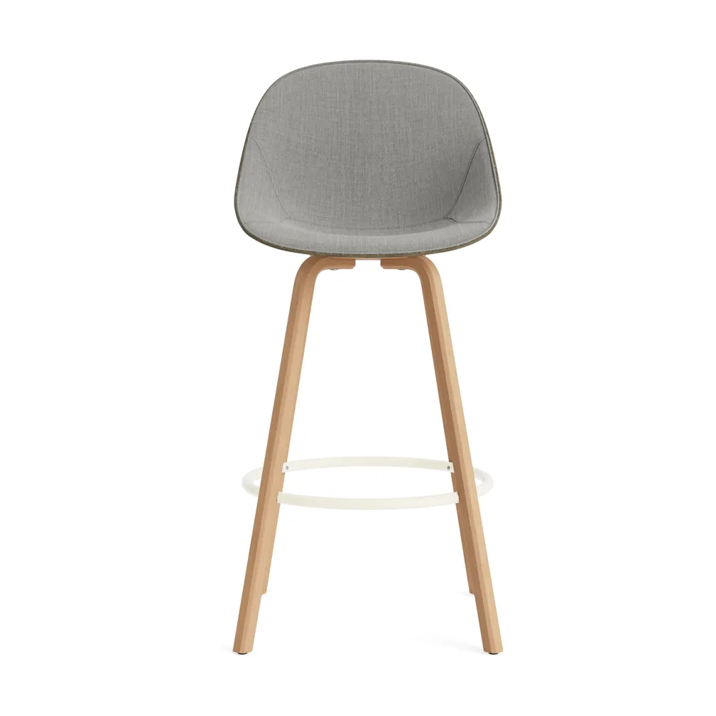 Mat Bar Chair barstol frontpolstret 75 cm, Remix 133-seaweed-beech-cream steel Normann Copenhagen