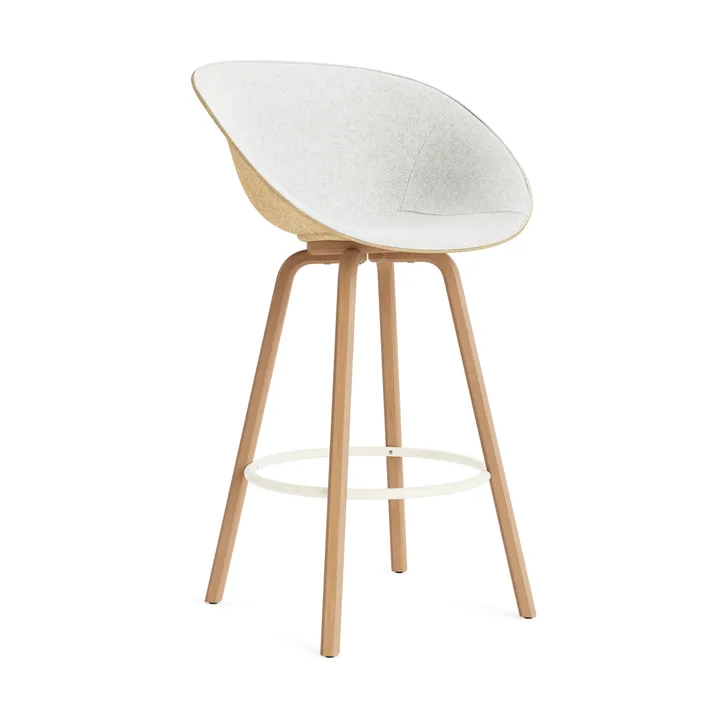 Mat barstol frontpolstret 75 cm - Hallingdal 110-hemp-beech-cream steel - Normann Copenhagen