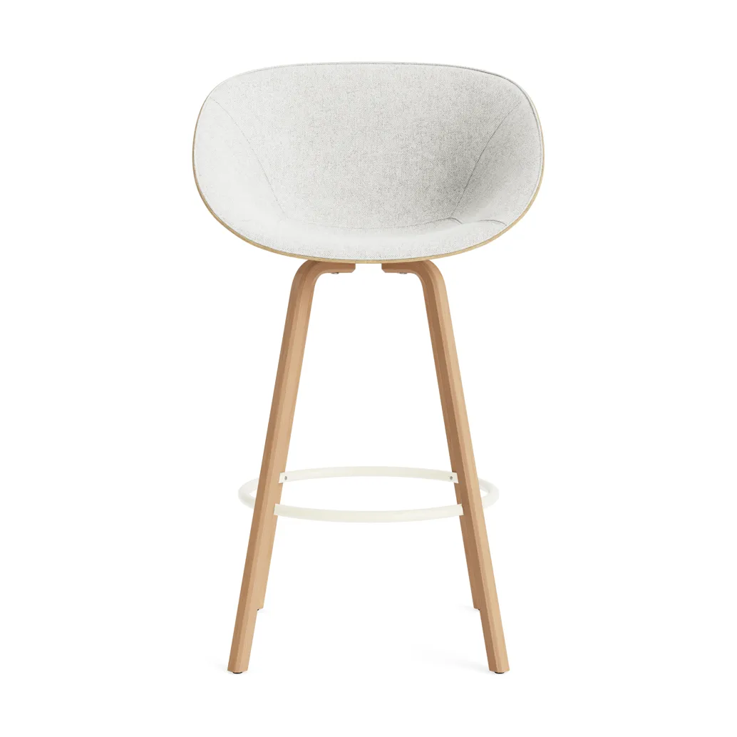 Mat barstol frontpolstret 75 cm, Hallingdal 110-hemp-beech-cream steel Normann Copenhagen