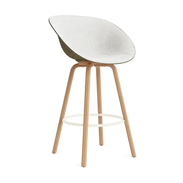 Mat barstol frontpolstret 75 cm - Hallingdal 110-seaweed-beech-cream steel - Normann Copenhagen
